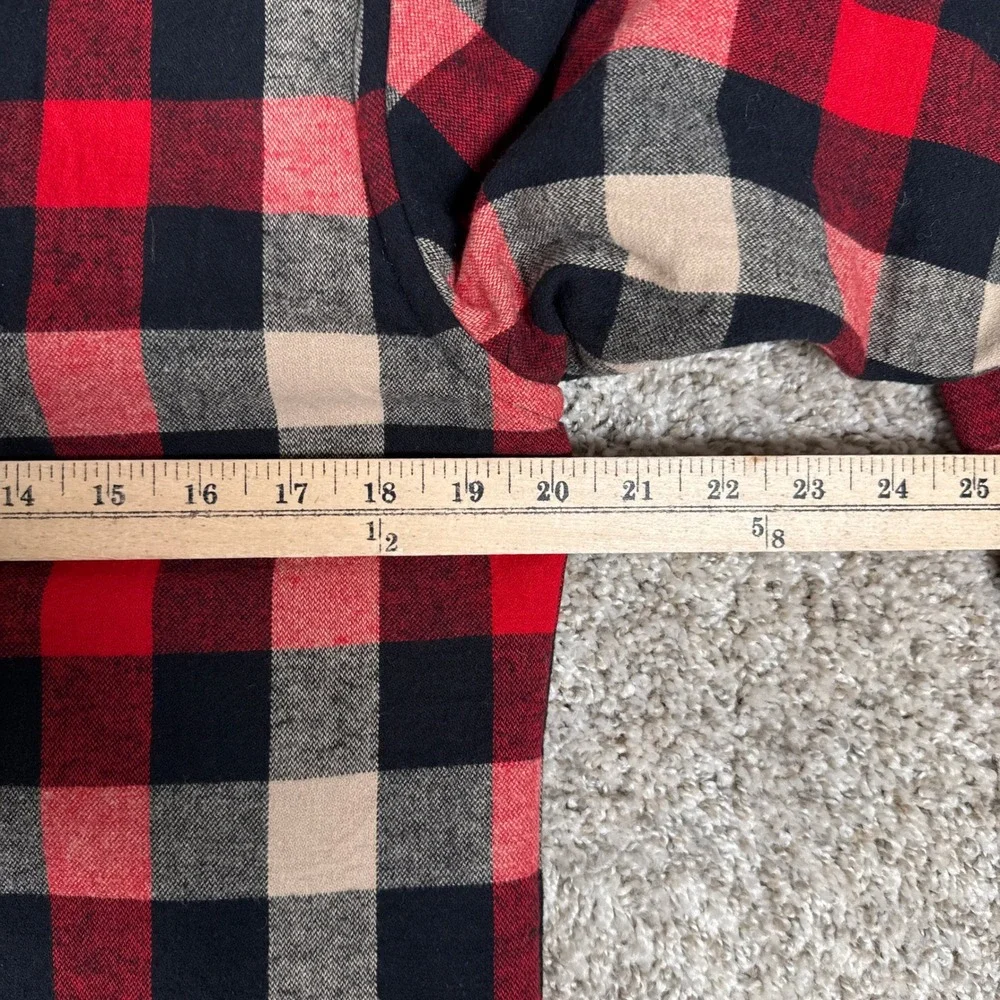 J Crew Shirt Jacket Mens XS Red Black Plaid Flannel Sherpa Lined Button Up G7023